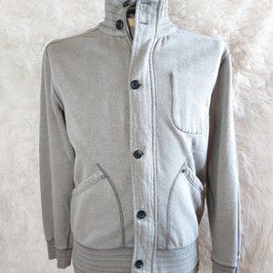 Calvin Klein Jeans Men's Grey Full Zip with Buttons Down Fleece Jacket Size L